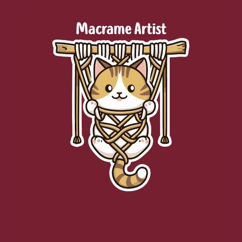 Drôle de macramé chat artiste macramé