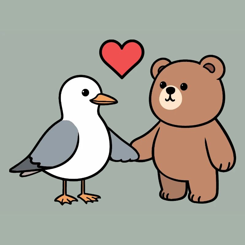 Möwe Braun Bär Freundschaft Liebe Herz Hände halte