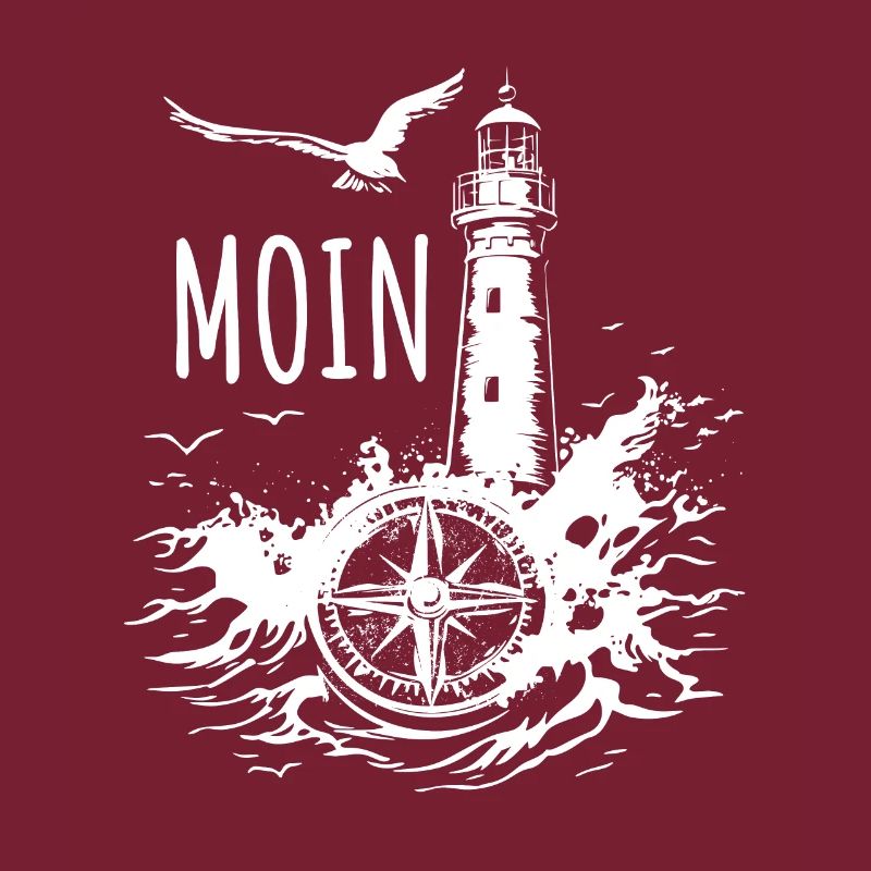 Moin - Leuchtturm - Möwe, Wellen, Geschenk
