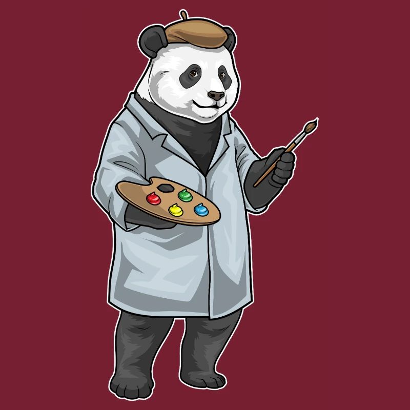 Panda Painter Brush Painting