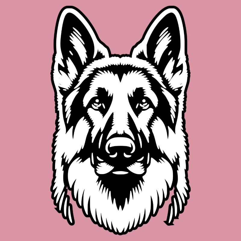 German Shepherd black silhouette from head