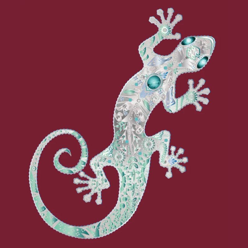 Ethno gecko d’argent et turquoise