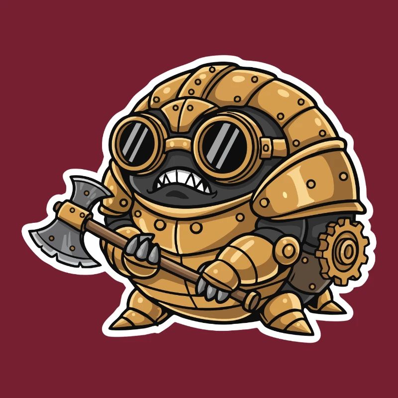 Sowbug Warrior Steampunk Axe Copper Armor