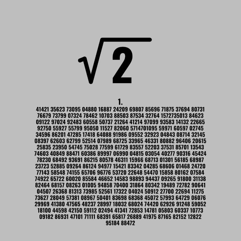 Root 2 decimal places for nerds and math freaks