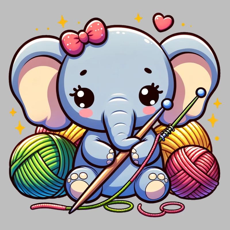 Elephant Knitting Snuggly Elephant Apparel Art