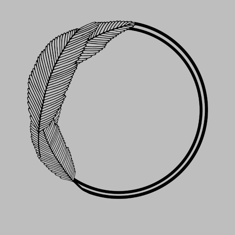 Round frame with large leaves