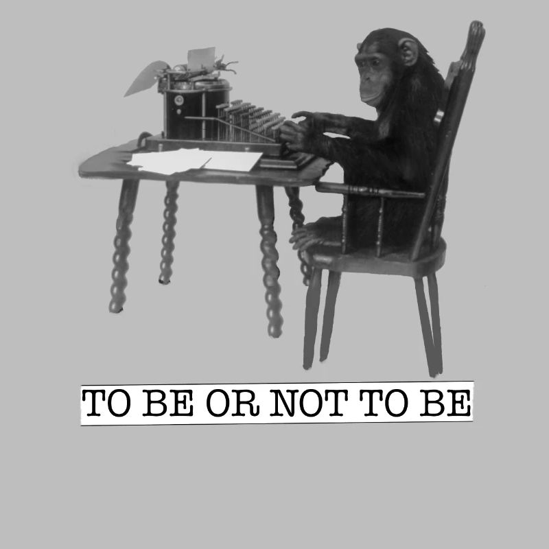 Chimpanzee monkey writes Hamlet typewriter