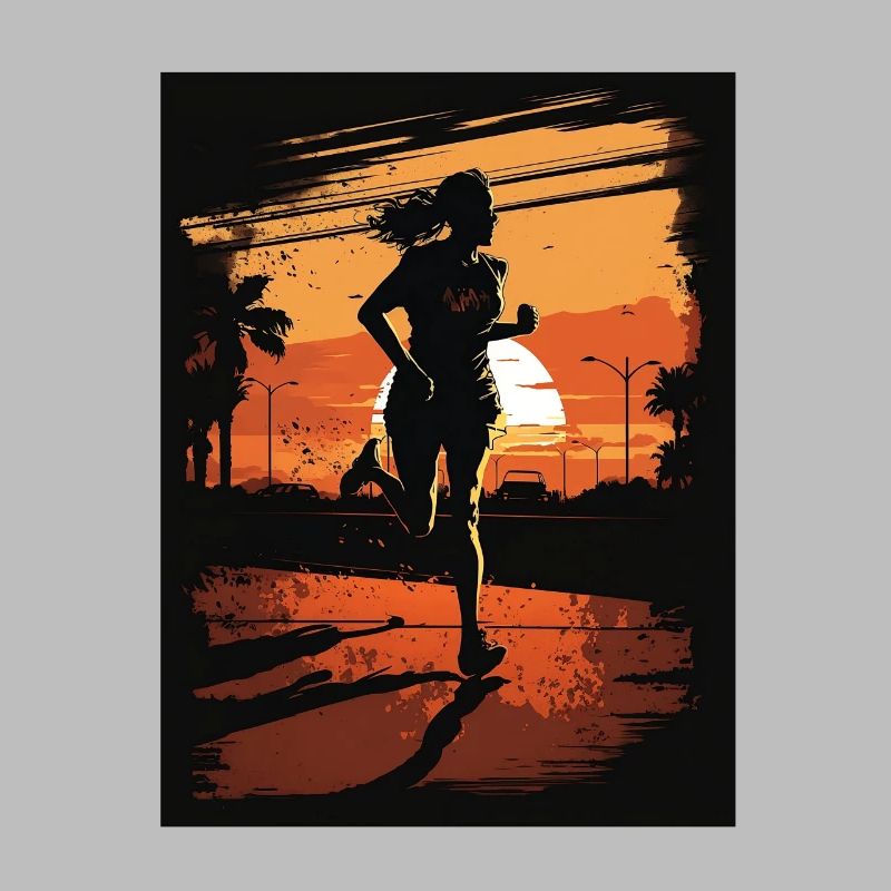 Coureuse au coucher du soleil