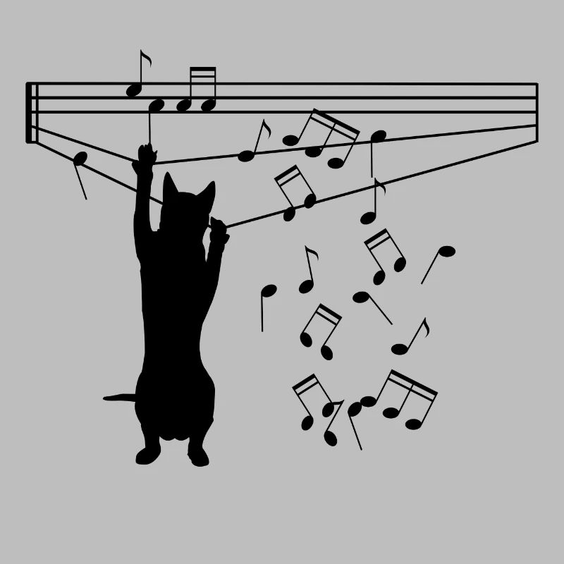 Le chat joue avec des notes