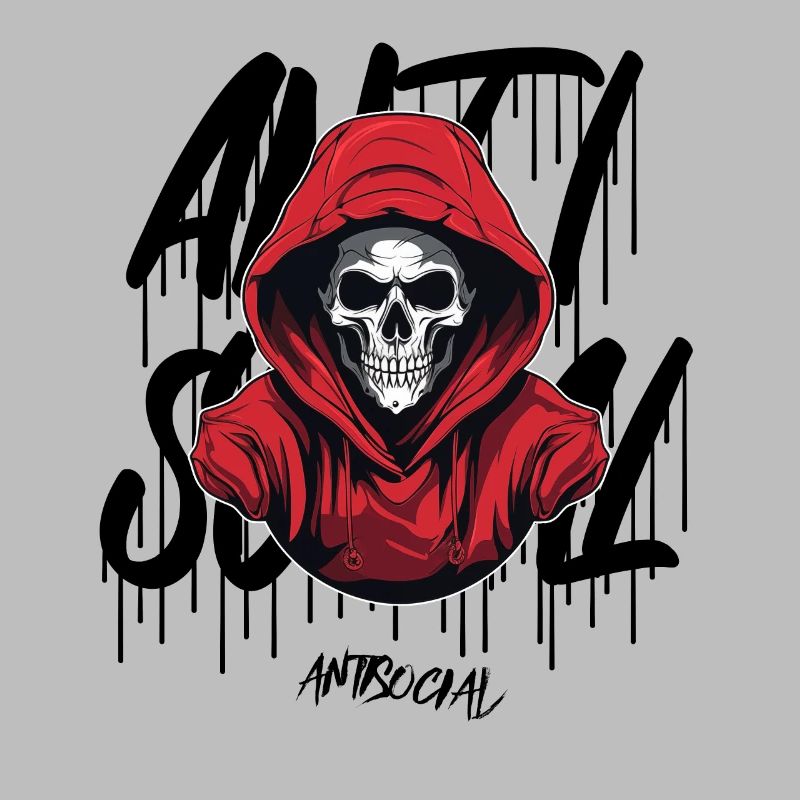 Anti Sociale Schedel Graffiti Logo Ontwerp Sarcastisch