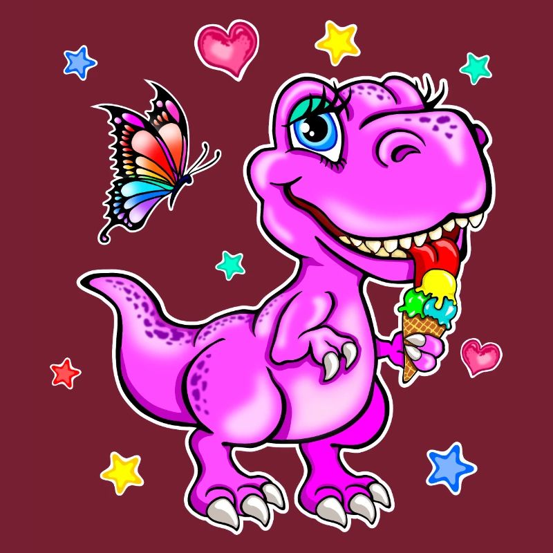 Rosa Dinosaurier mit Eiscreme
