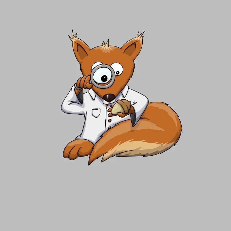 Forscher Doc Eichhörnchen Lupe Eichel Süß Geschenk