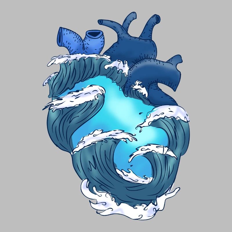 Heart ocean tsunami heartbeat waves sea pacific
