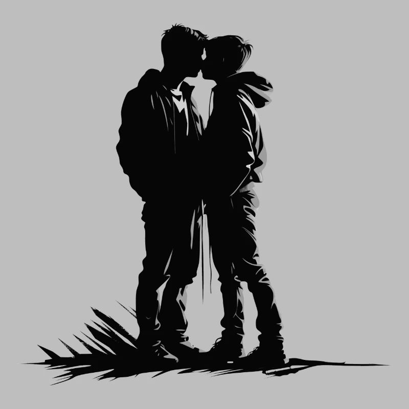 Deux garçons s’embrassent