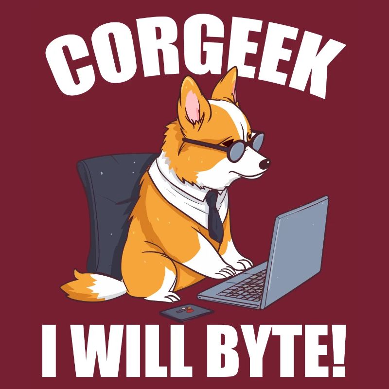 Corgi mit Brille I Will Byte Computerfreak Corgeek
