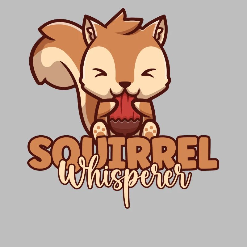 Süßer Eichhörnchenflüsterer isst Eichel lustig