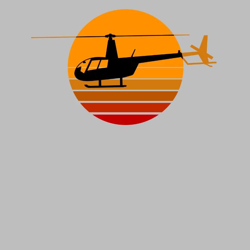Hélicoptère R44 devant un soleil d'époque