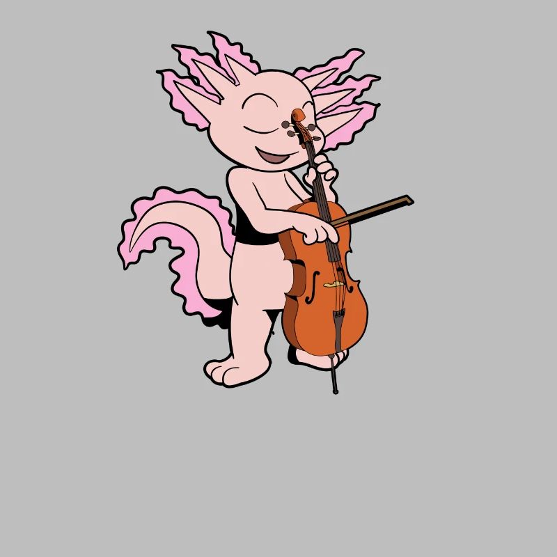 Comic Axolotl joue du violoncelle