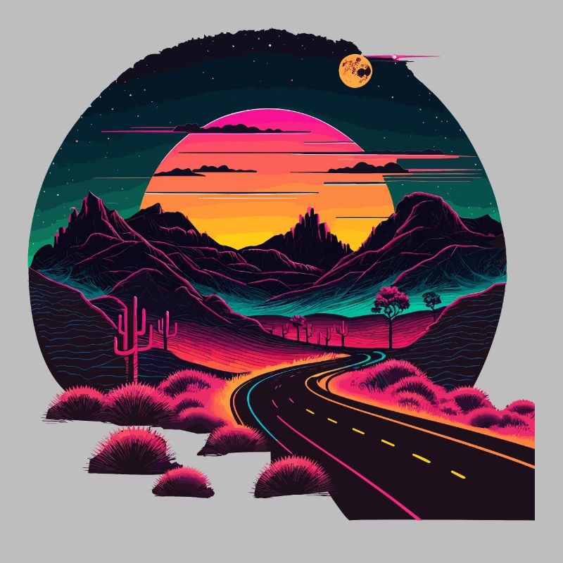 Route de style synthwave