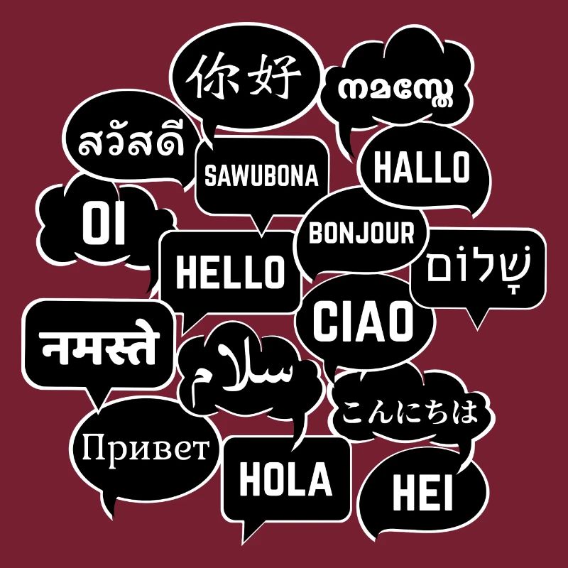 Speech bubbles "Hello" in different languages