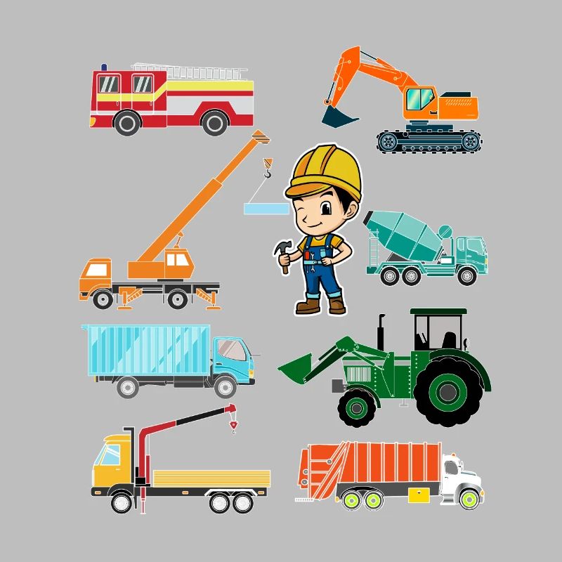 Véhicules de construction pompiers chantiers de construction baggershirt
