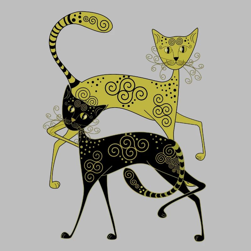 golden and black cat with abstract pattern