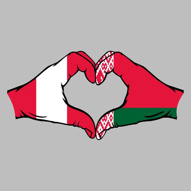 Pérou Biélorussie Drapeau Mains Coeur Forme