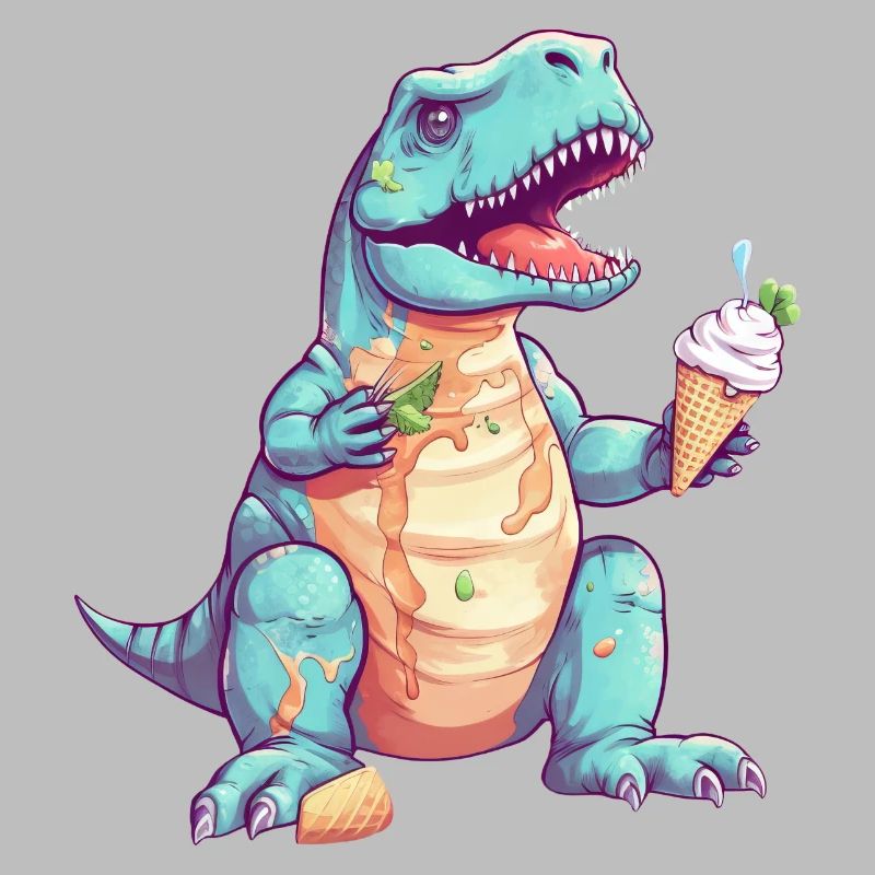Tollpatschiger T-Rex mit Eis