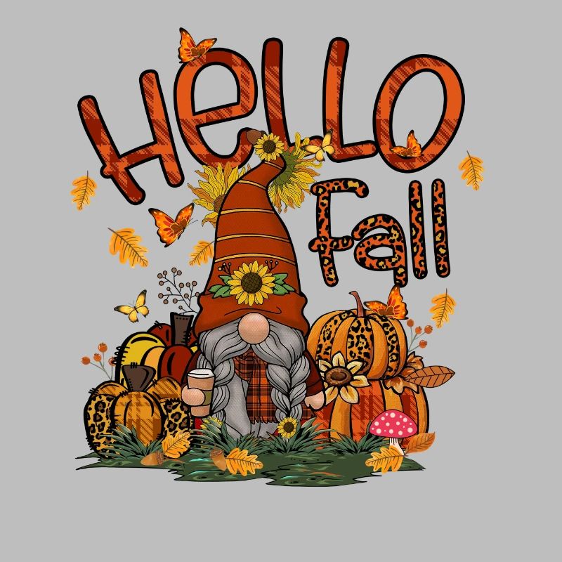 Hello Fall Gnome Thanksgiving Day Pumpkin Patch