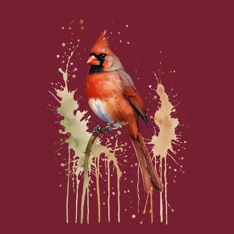 Nördlicher Kardinal Aquarell - Lebendiger Vogel
