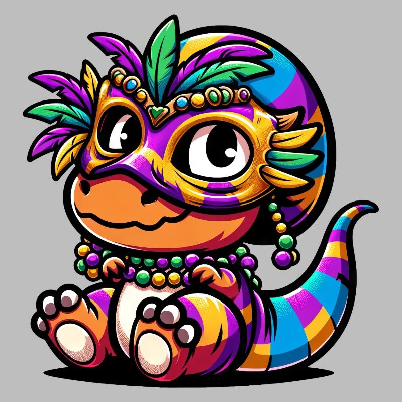 Mardi Gras Dino T-Rex : Masque de carnaval et perles