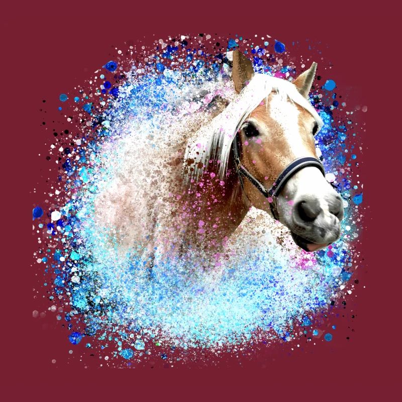 cheval,haflinger, graffiti, peinture,bleu, chevaux,