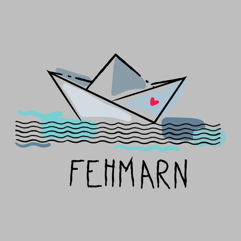 Bateau en papier avec coeur Fehmarn Vacances à la mer