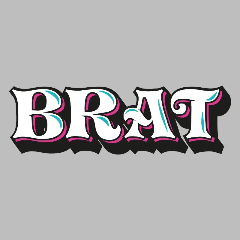 Brat, gore effronté, écriture décorative 3D, graffiti