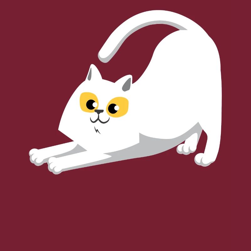Weiße Katze Stretching