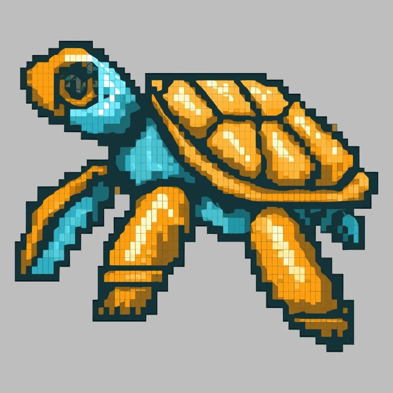 Pixel turtle dans un style 8 bits nostalgique