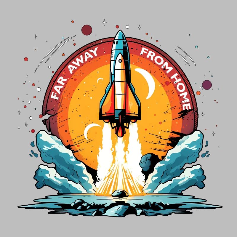 Fusée dans l’espace. LOIN DE CHEZ SOI