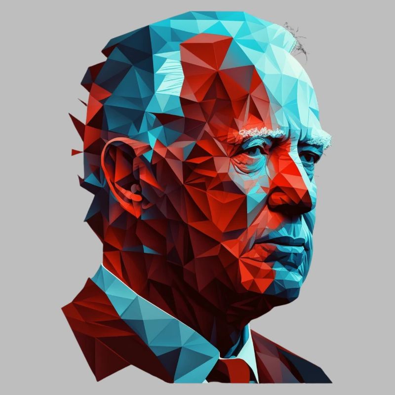 Joe Biden Low Polygon Red Blue Graphic Design