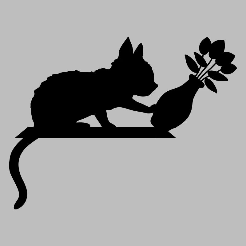 Vase à fleurs renversé sur un chat effronté