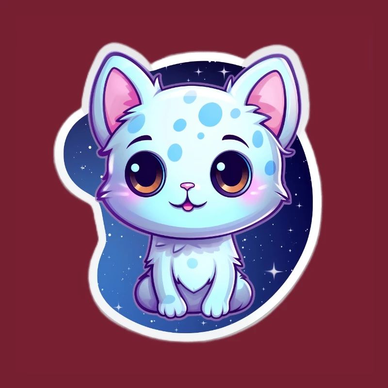 « Kitty Galaxy: Dessin animé mignon flottant dans l’espace »