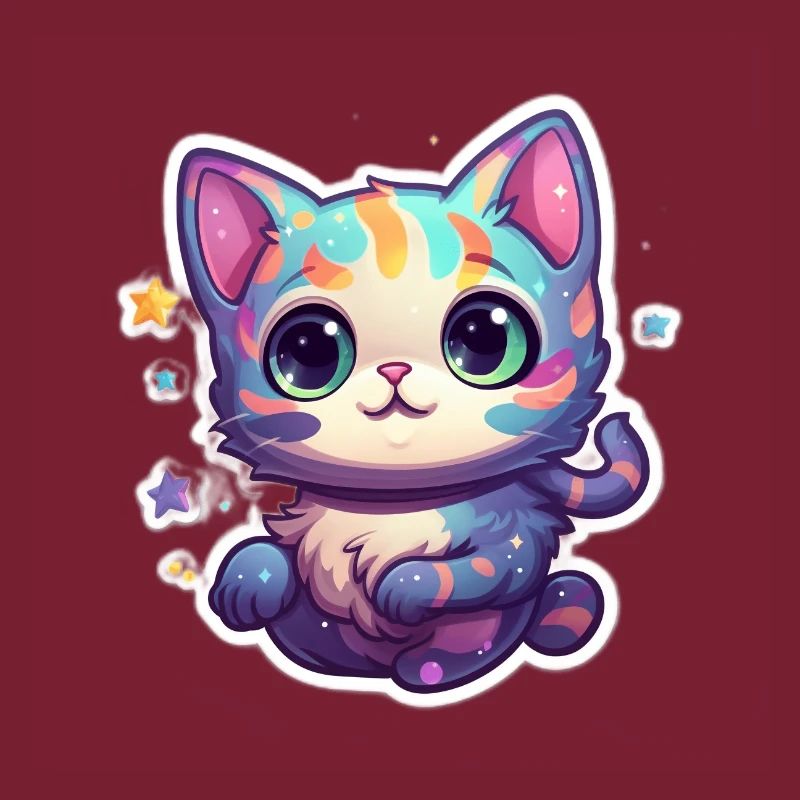 Mignon chat de dessin animé flottant dans l’espace