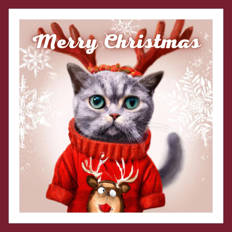 Doux chat britannique dans un pull de Noël.