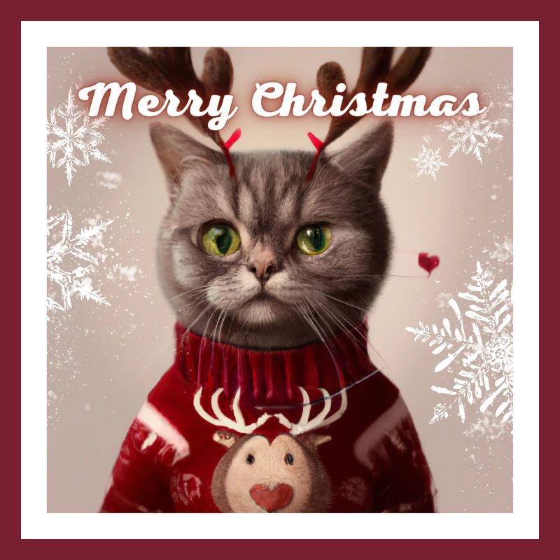 Süße britische Katze im Weihnachtspullover.