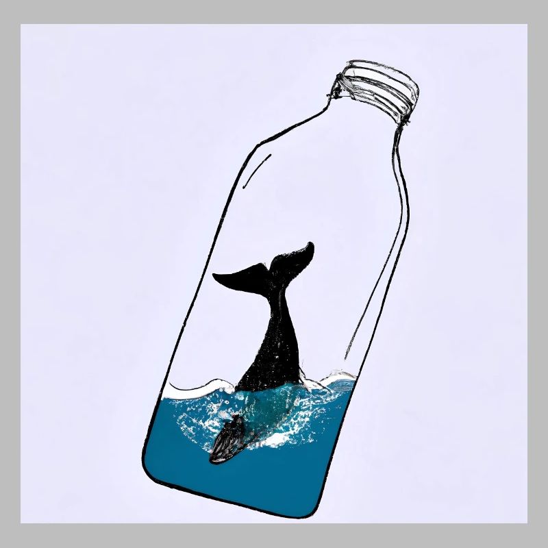 Message dans une bouteille, Illustration de baleine, Déclaration