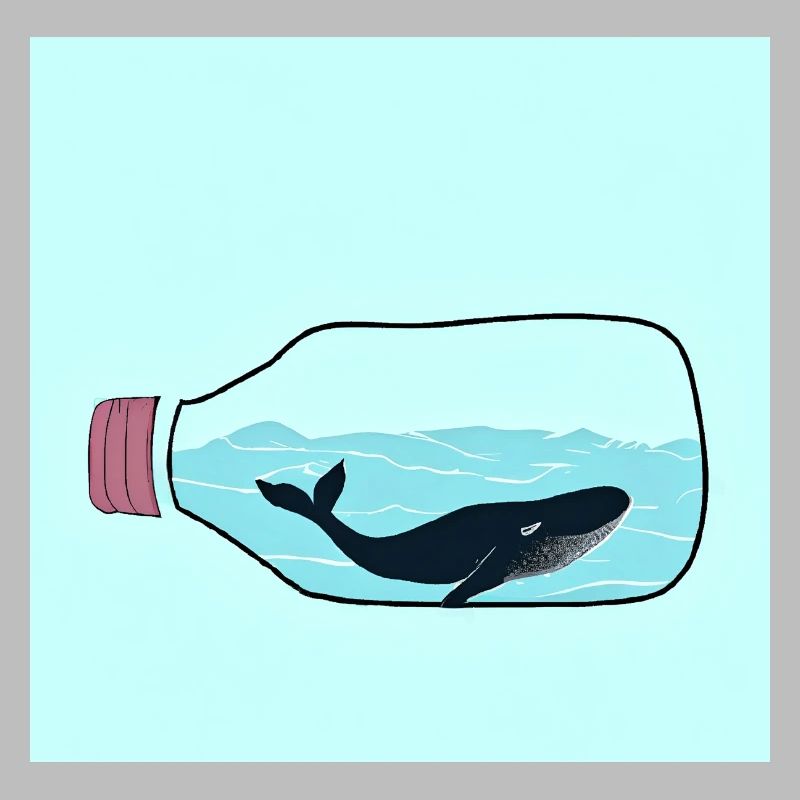 Message dans une bouteille, Illustration de baleine, Déclaration
