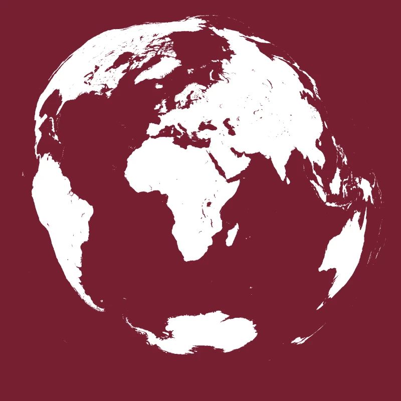 World map in white equivalent projection