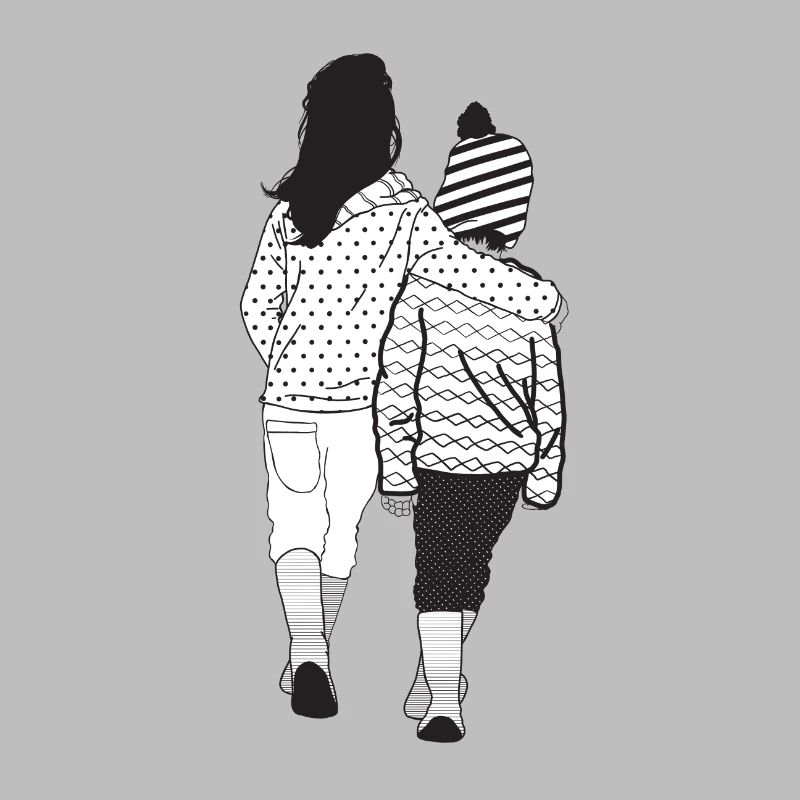 Siblings, patterned in black and white