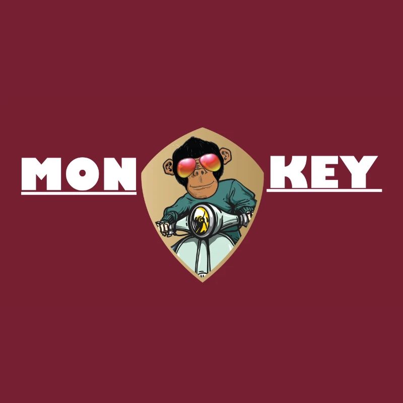 Monkey monkey with sunglasses on scooter