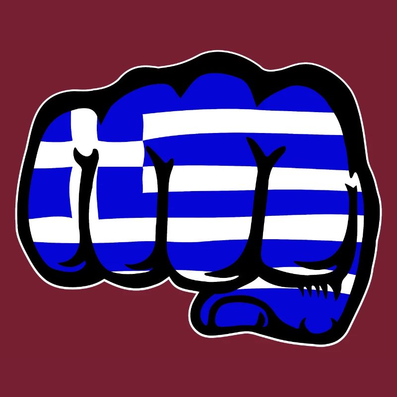 Grèce drapeau main poing