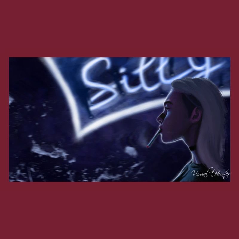 Ästhetisches Neonmädchen mit Zigarette